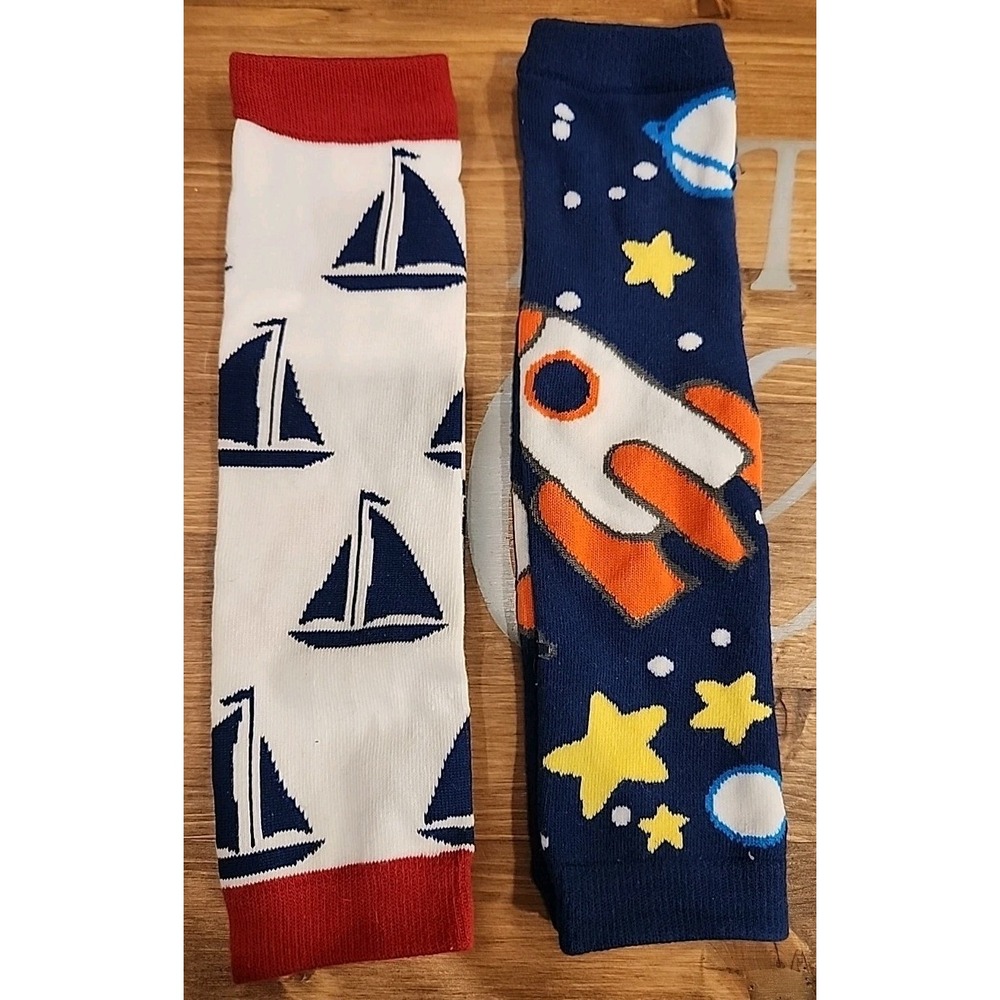 Set Baby Leggings Knee Protectors One Size Rockets &‎ Sailboats